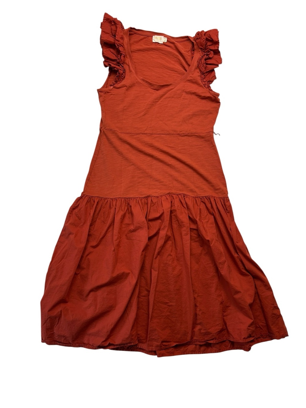 Nation size XL Ruffle Sleeve Tiered Midi Dress Burnt Orange guest minimal party